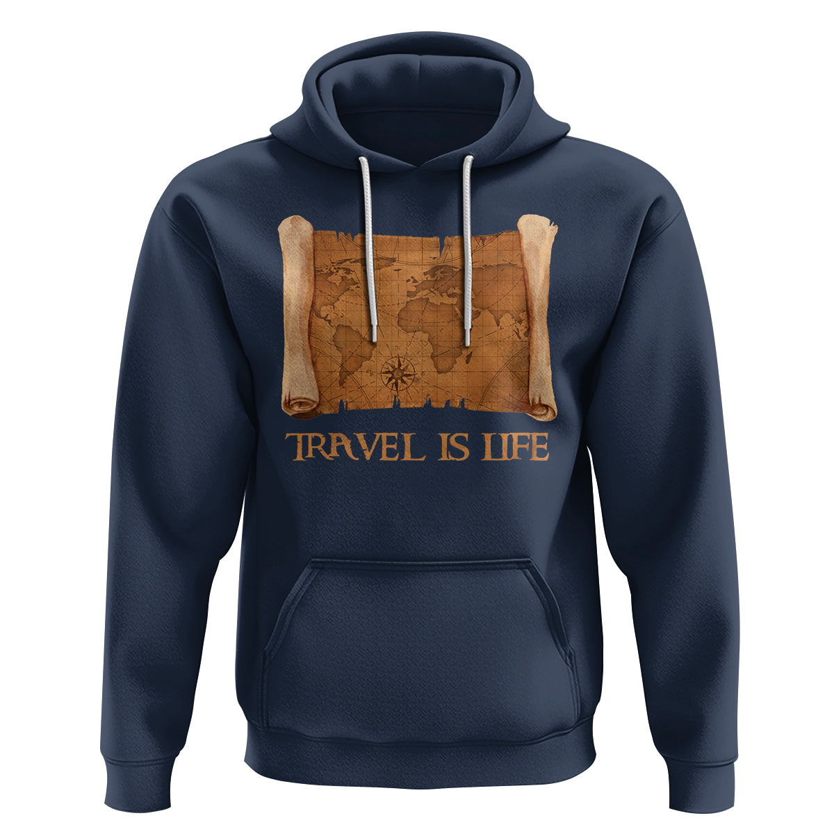 Travel is Life Hoodie Vintage World  Map Traveling - Wonder Print Shop