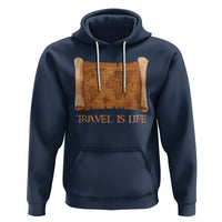 Travel is Life Hoodie Vintage World  Map Traveling - Wonder Print Shop