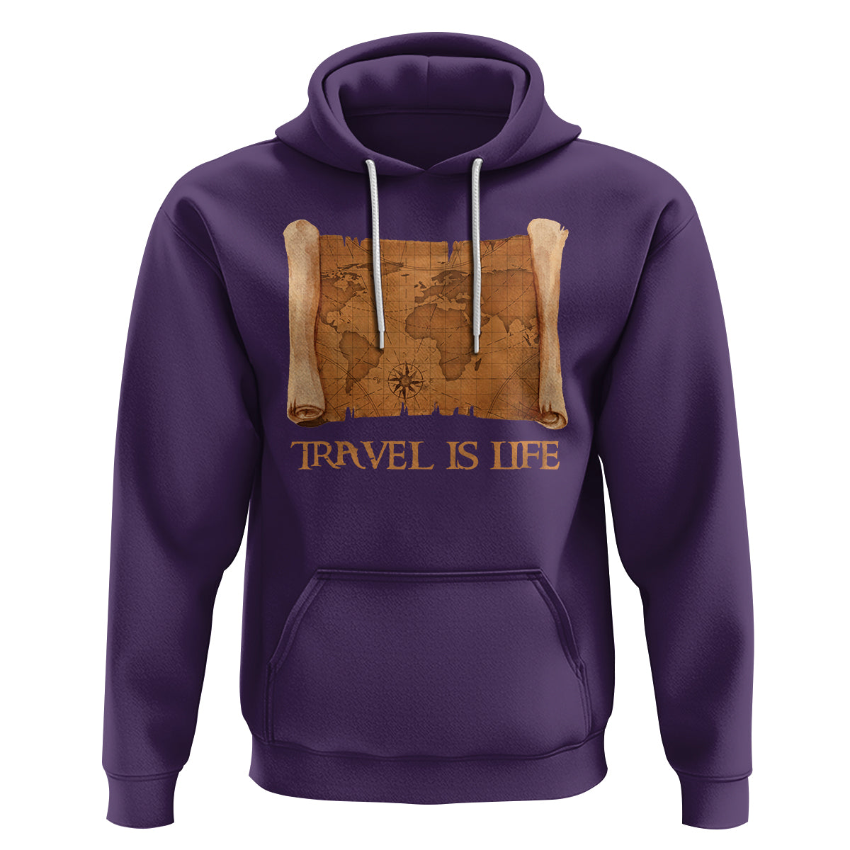 Travel is Life Hoodie Vintage World  Map Traveling - Wonder Print Shop