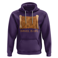 Travel is Life Hoodie Vintage World  Map Traveling - Wonder Print Shop