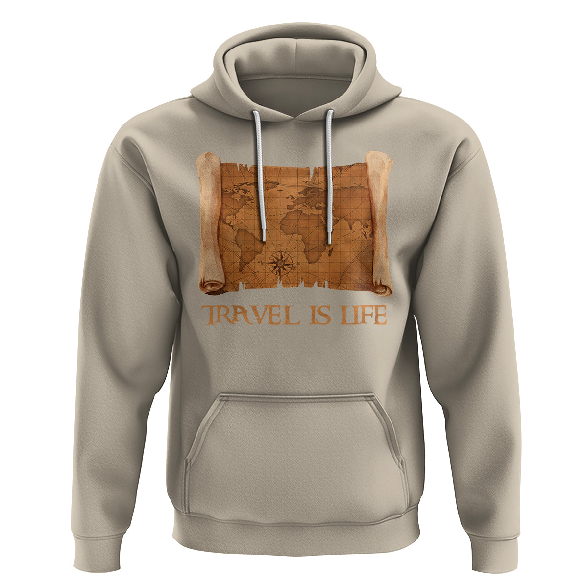 Travel is Life Hoodie Vintage World  Map Traveling - Wonder Print Shop