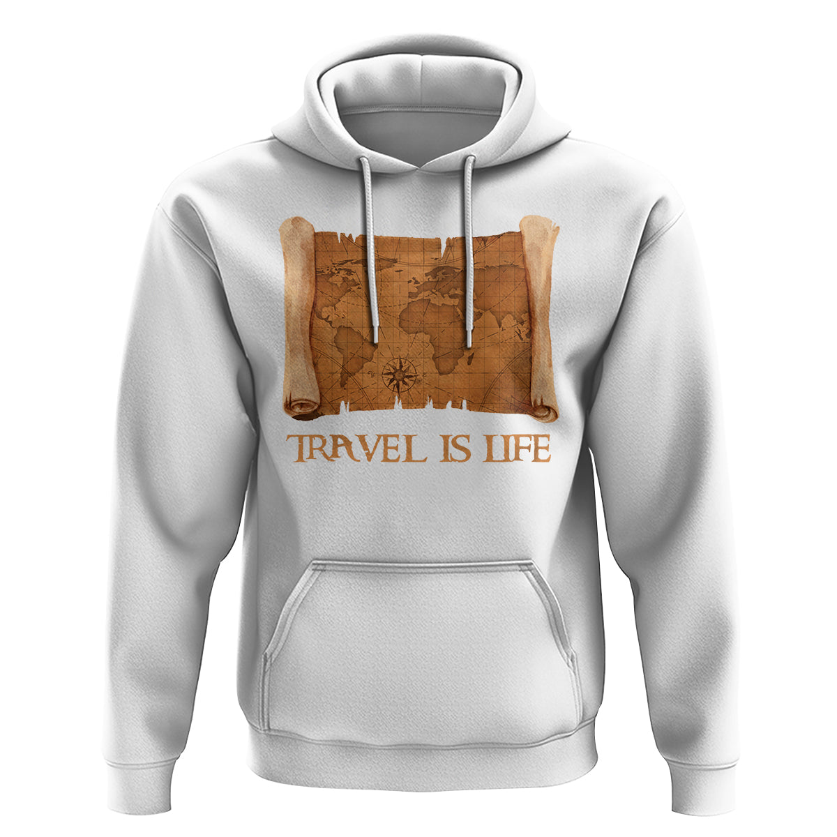 Travel is Life Hoodie Vintage World  Map Traveling - Wonder Print Shop