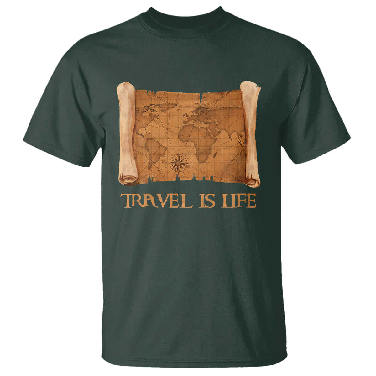 Travel is Life T Shirt Vintage World  Map Traveling - Wonder Print Shop