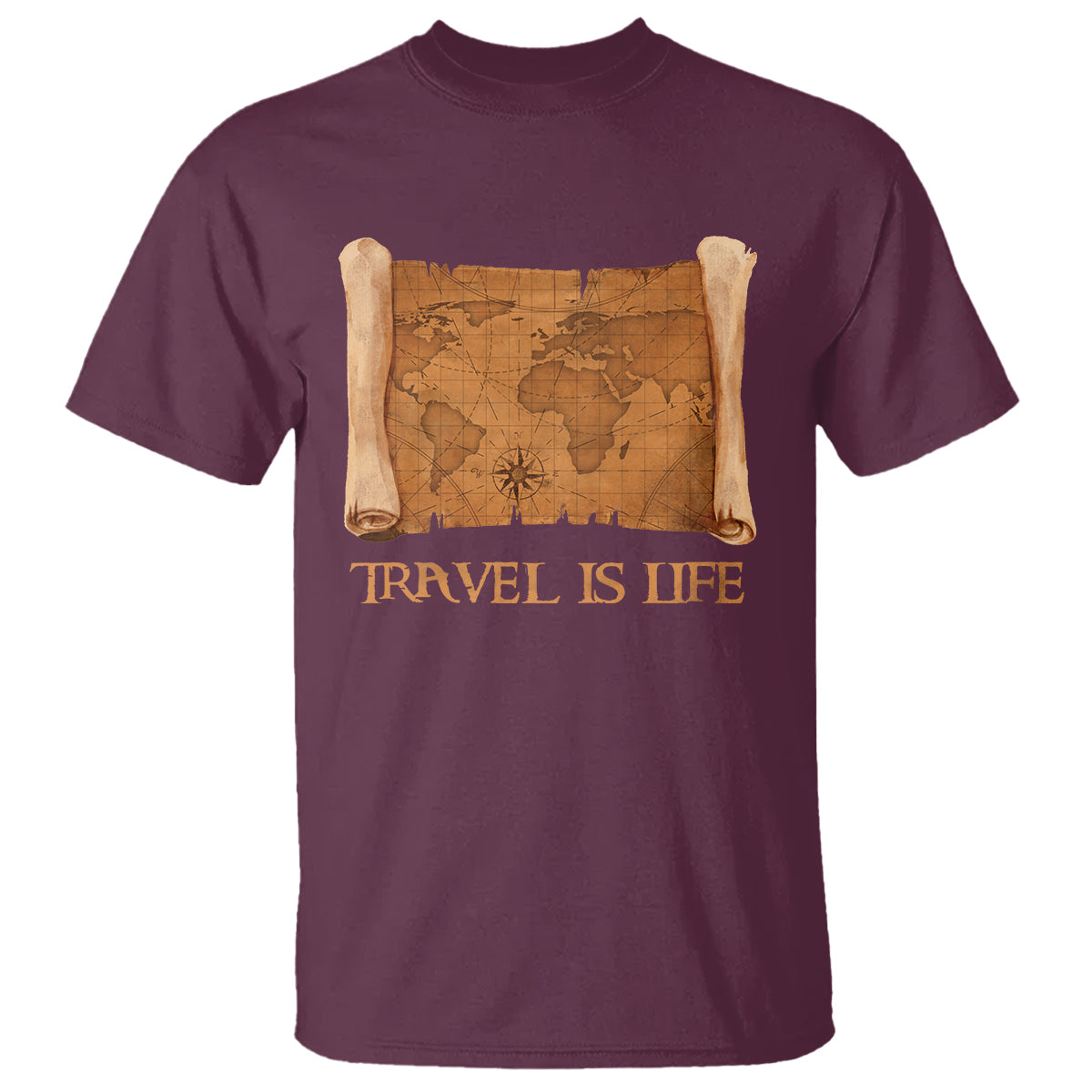 Travel is Life T Shirt Vintage World  Map Traveling - Wonder Print Shop
