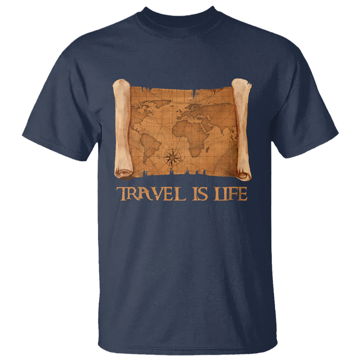 Travel is Life T Shirt Vintage World  Map Traveling - Wonder Print Shop