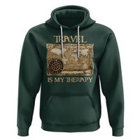 Travel Is My Therapy Hoodie Vintage World Map Traveling - Wonder Print Shop