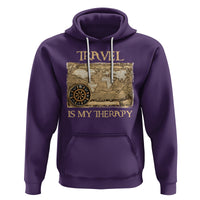 Travel Is My Therapy Hoodie Vintage World Map Traveling - Wonder Print Shop