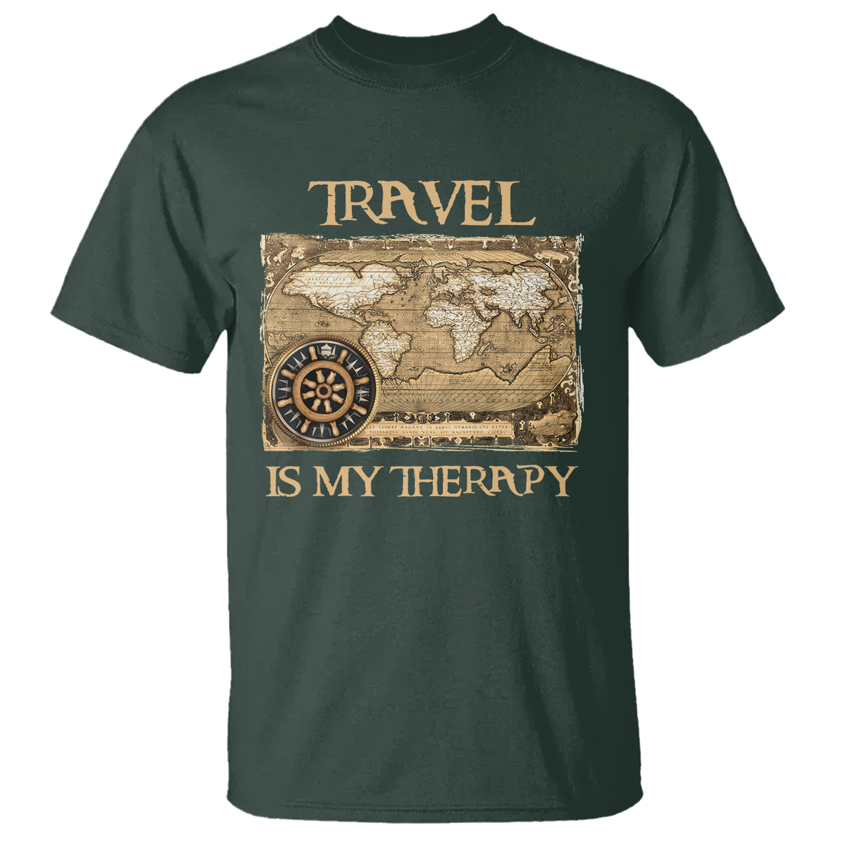 Travel Is My Therapy T Shirt Vintage World Map Traveling - Wonder Print Shop