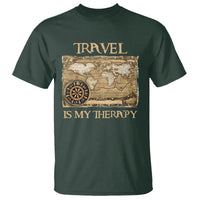 Travel Is My Therapy T Shirt Vintage World Map Traveling - Wonder Print Shop