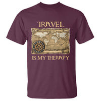 Travel Is My Therapy T Shirt Vintage World Map Traveling - Wonder Print Shop