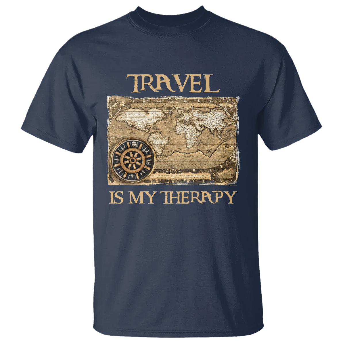 Travel Is My Therapy T Shirt Vintage World Map Traveling - Wonder Print Shop