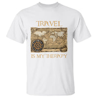 Travel Is My Therapy T Shirt Vintage World Map Traveling - Wonder Print Shop