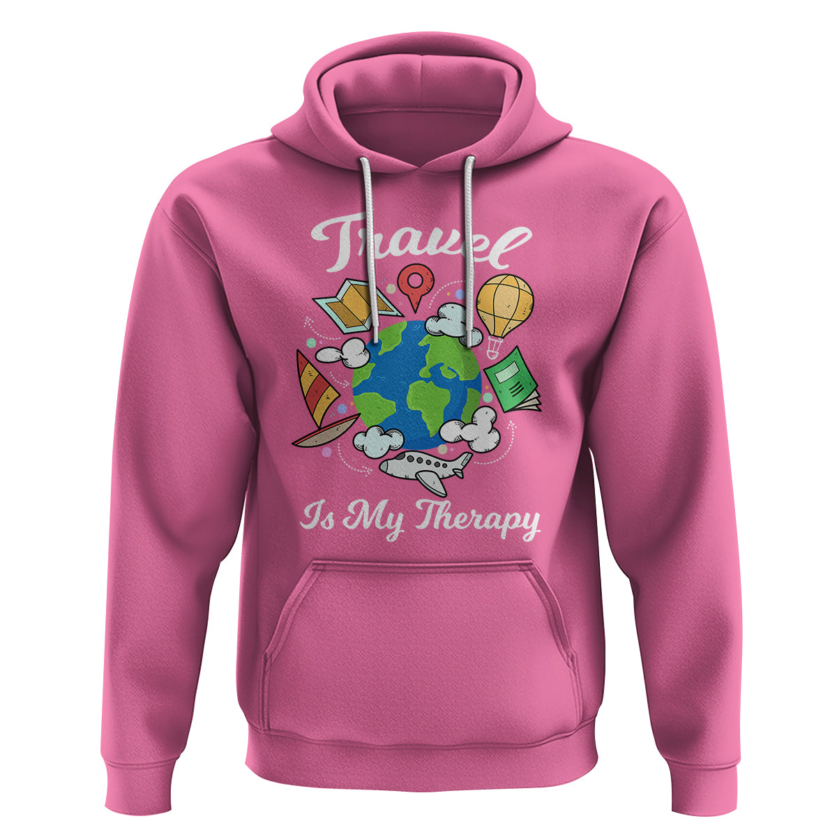Travel Is My Therapy Hoodie World Traveling - Wonder Print Shop