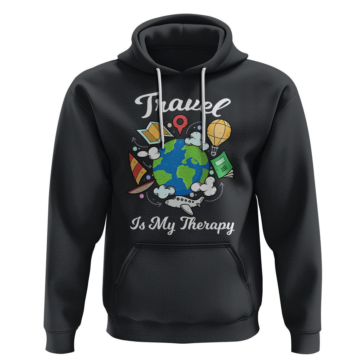 Travel Is My Therapy Hoodie World Traveling - Wonder Print Shop