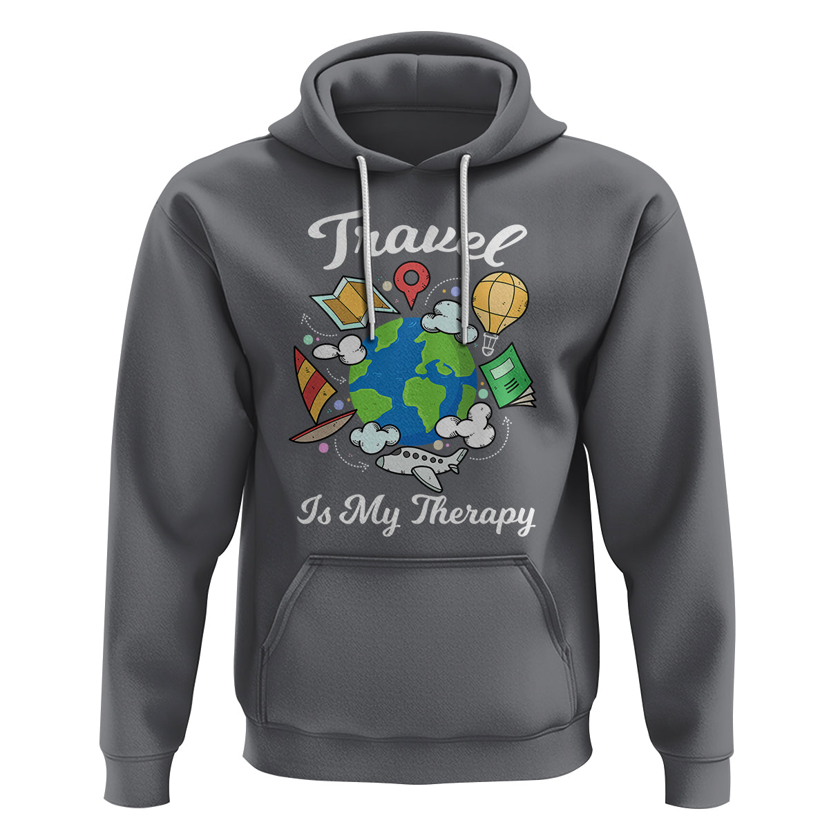 Travel Is My Therapy Hoodie World Traveling - Wonder Print Shop