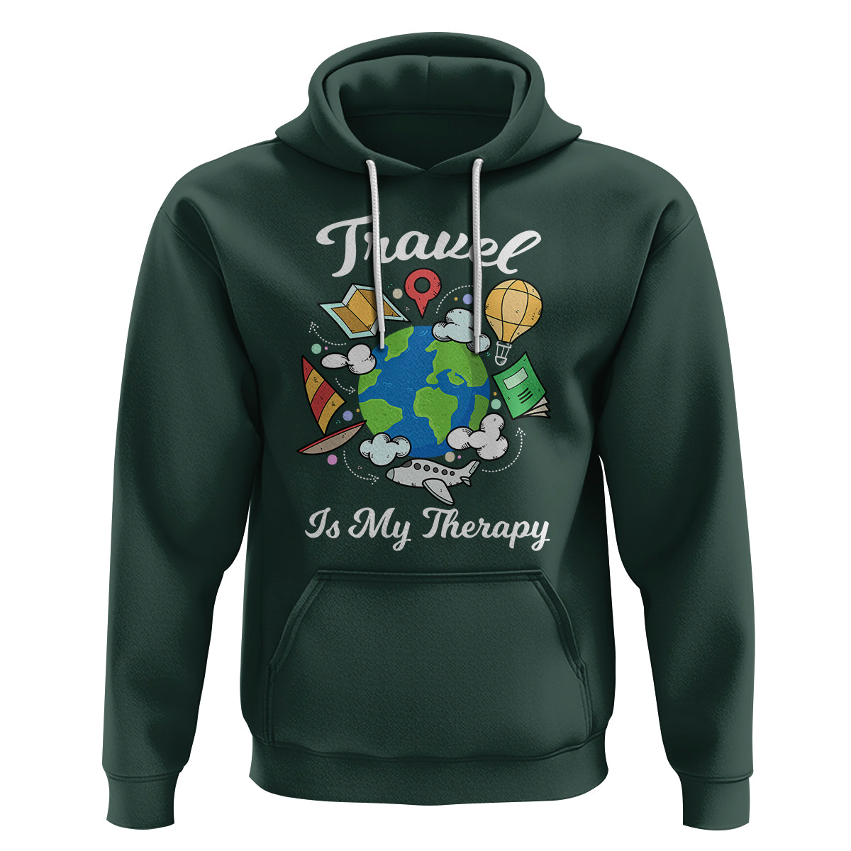 Travel Is My Therapy Hoodie World Traveling - Wonder Print Shop