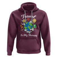 Travel Is My Therapy Hoodie World Traveling - Wonder Print Shop