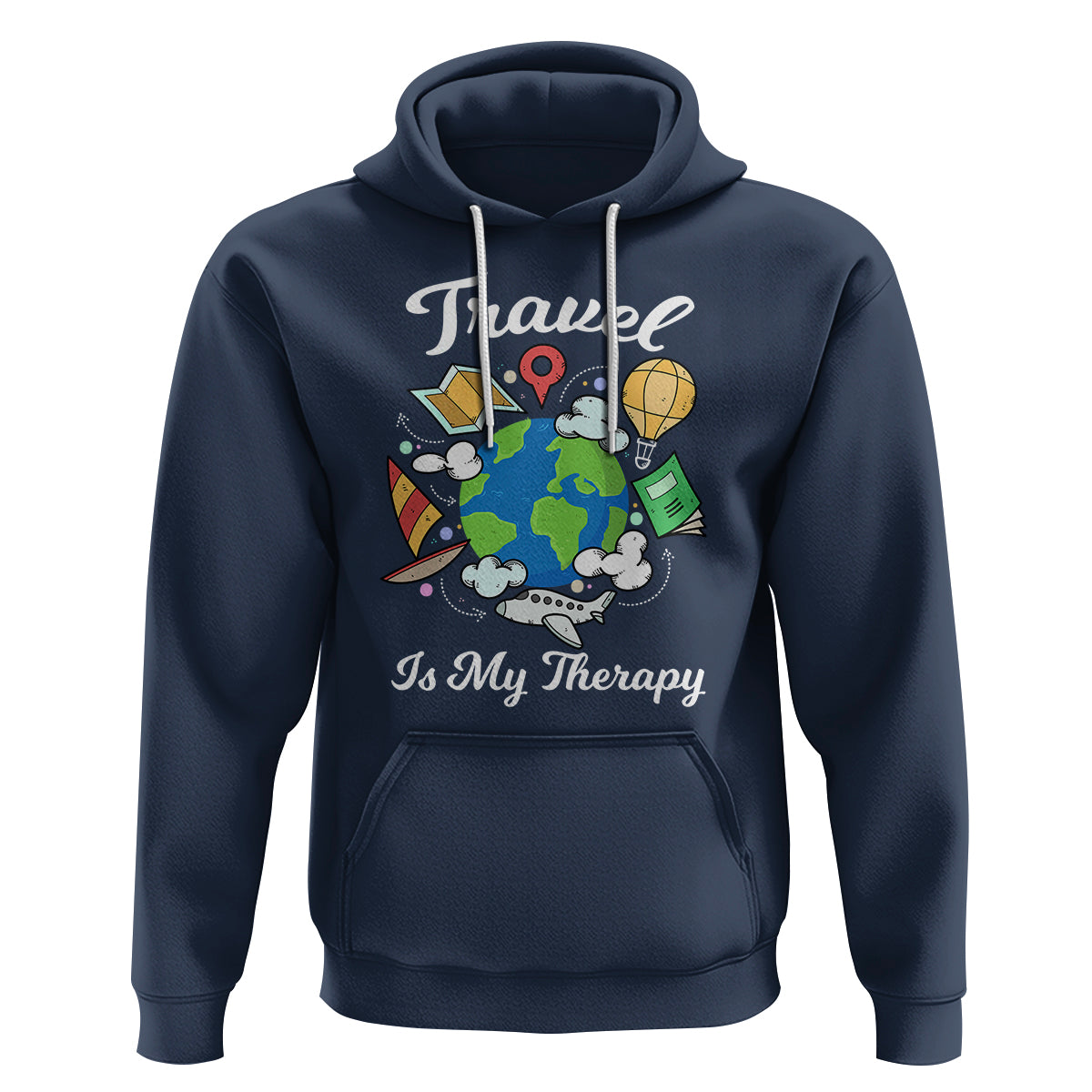 Travel Is My Therapy Hoodie World Traveling - Wonder Print Shop