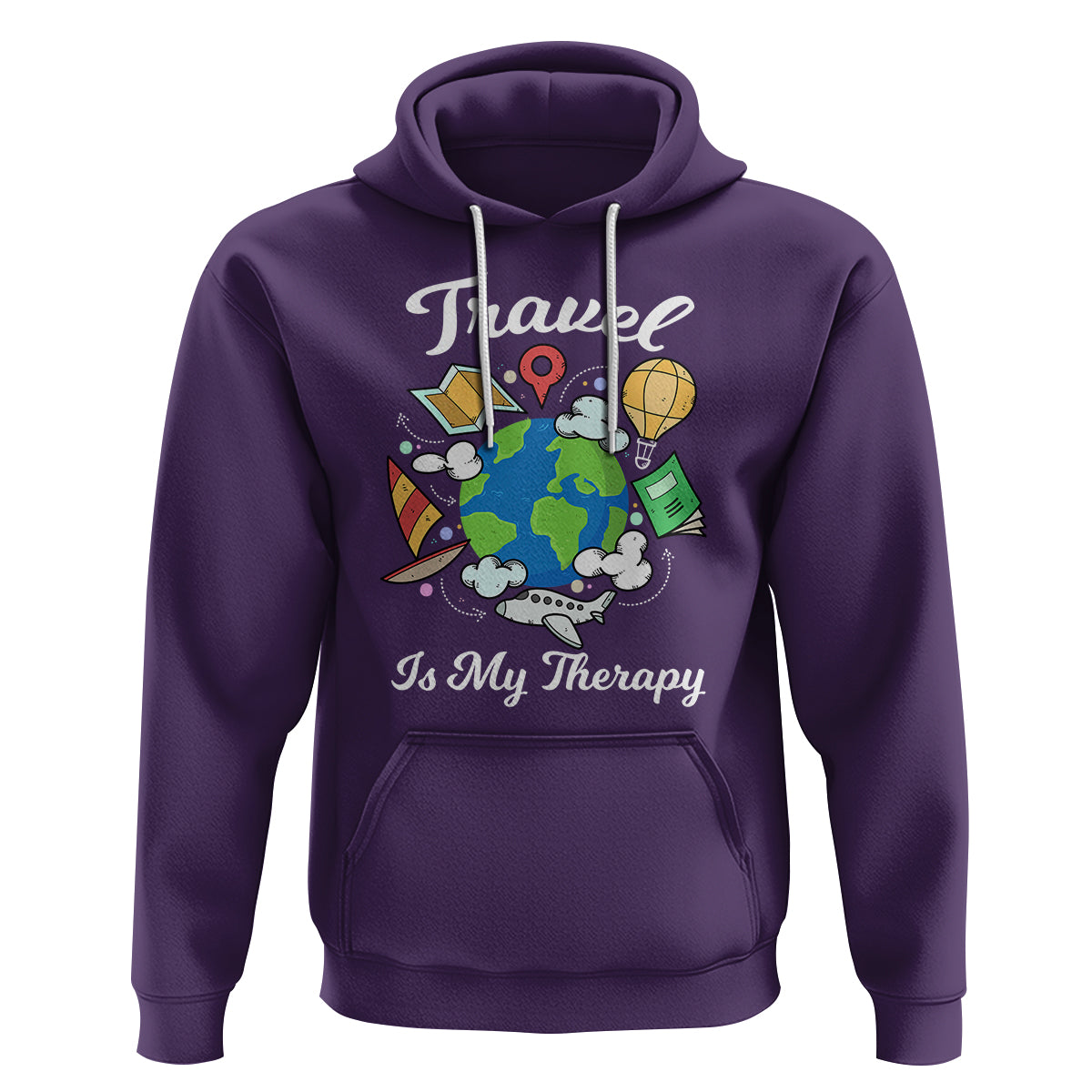 Travel Is My Therapy Hoodie World Traveling - Wonder Print Shop