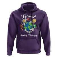 Travel Is My Therapy Hoodie World Traveling - Wonder Print Shop