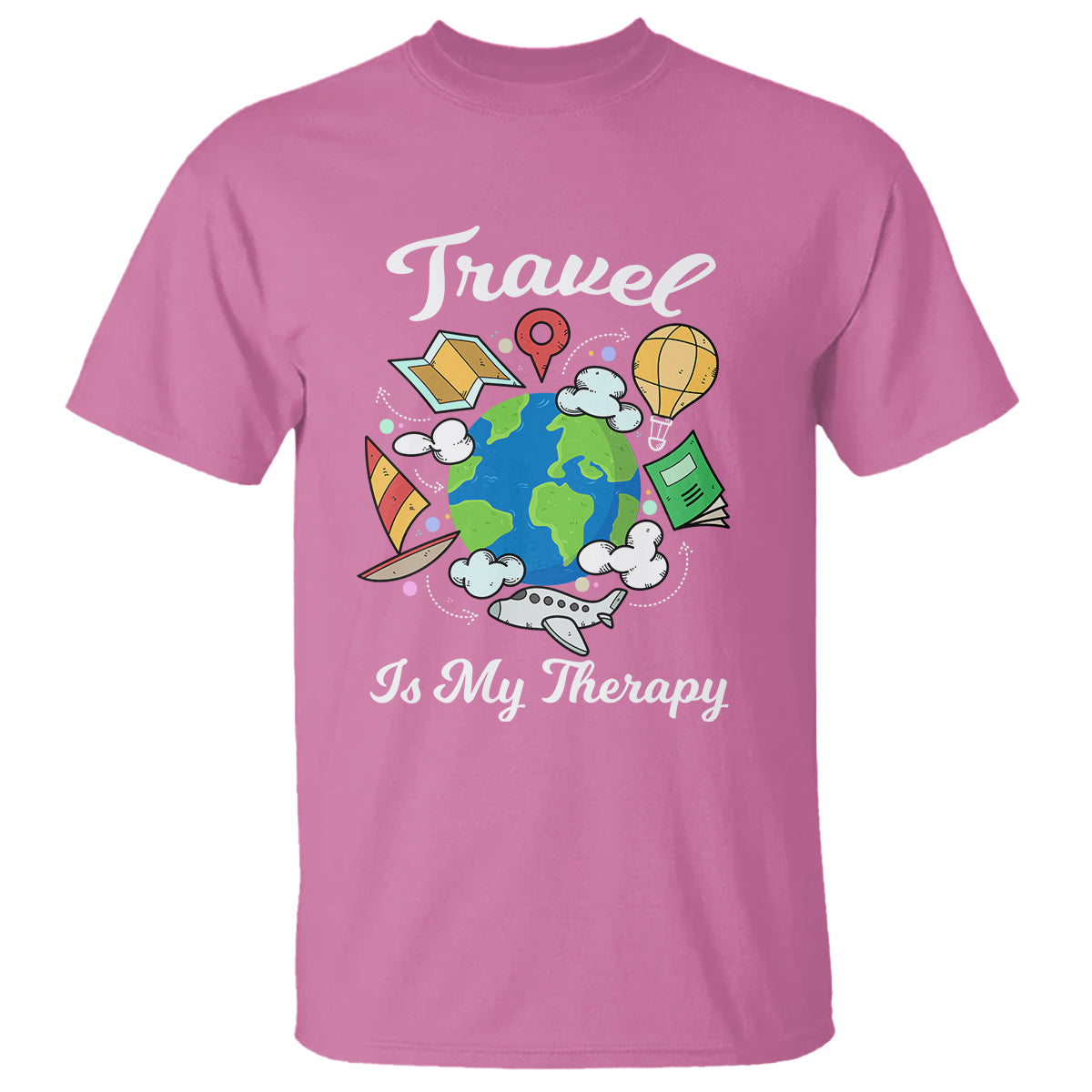 Travel Is My Therapy T Shirt World Traveling - Wonder Print Shop