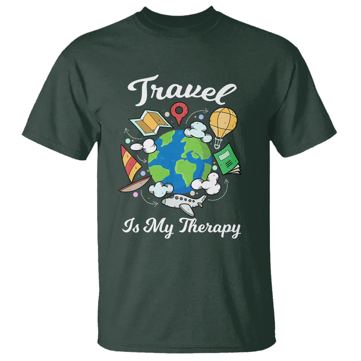 Travel Is My Therapy T Shirt World Traveling - Wonder Print Shop