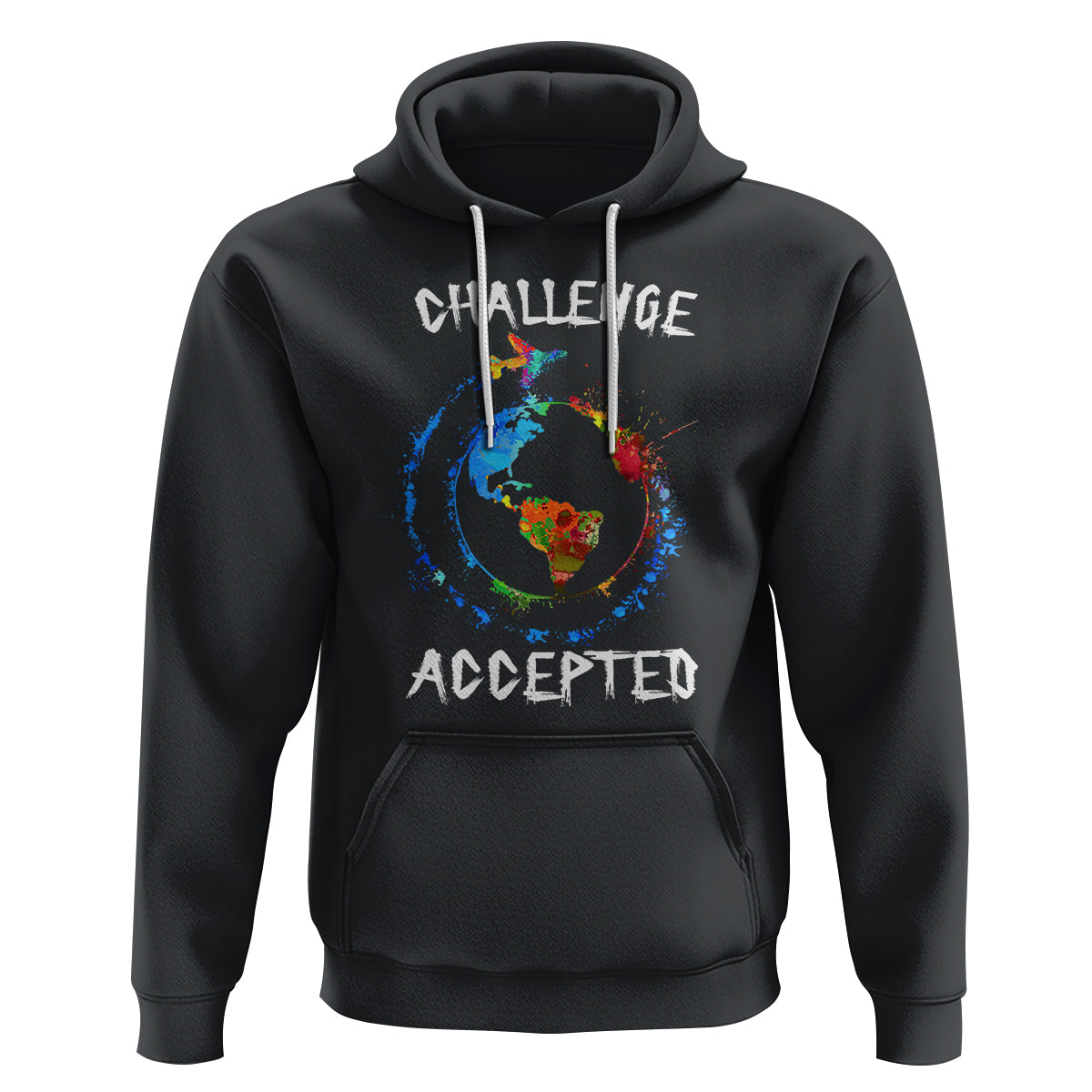 Travel Lover Hoodie Challenge Accepted World Map Traveling - Wonder Print Shop