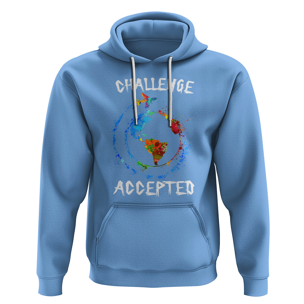 Travel Lover Hoodie Challenge Accepted World Map Traveling - Wonder Print Shop
