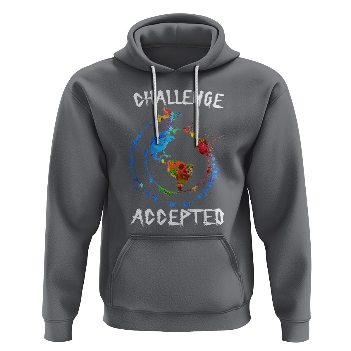 Travel Lover Hoodie Challenge Accepted World Map Traveling - Wonder Print Shop