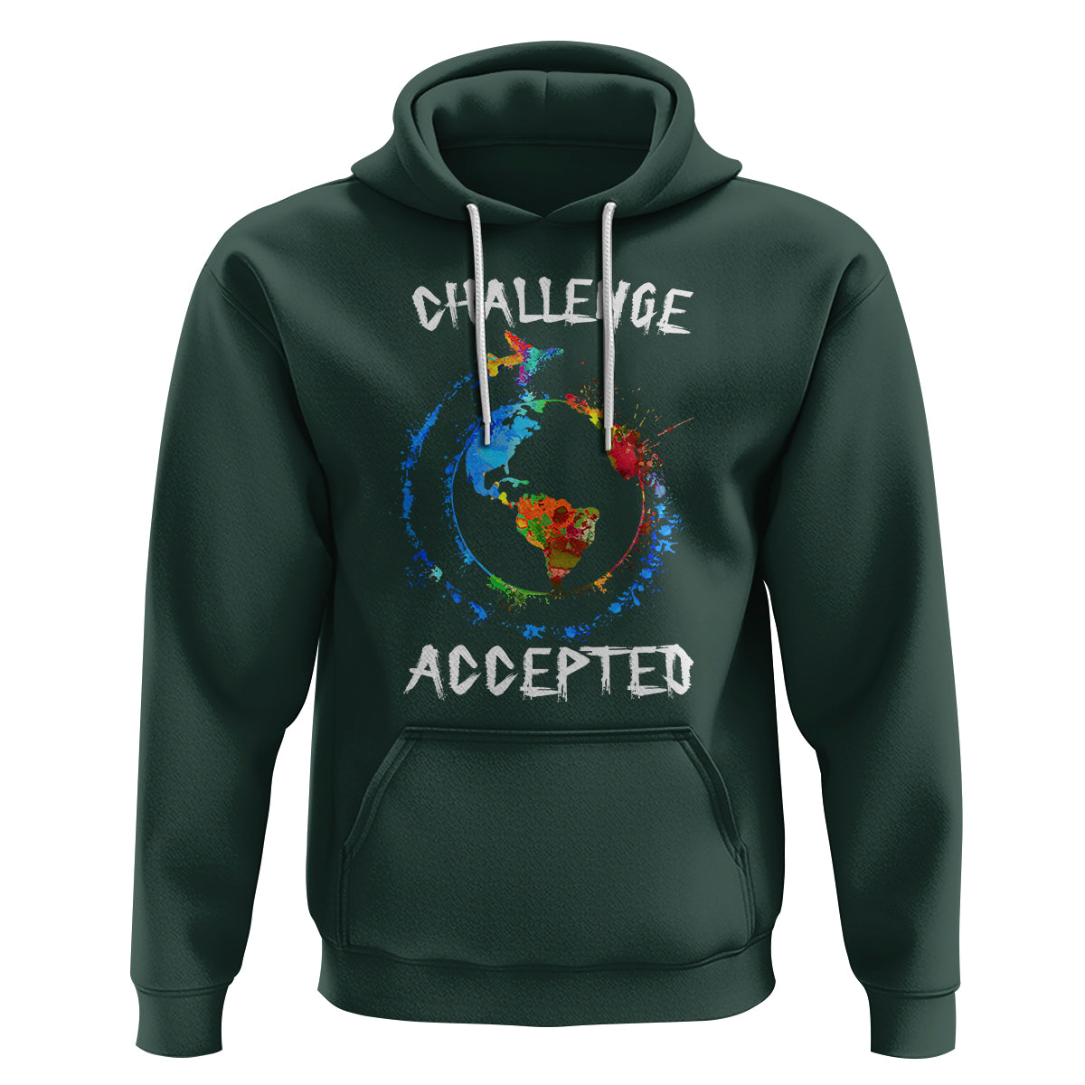 Travel Lover Hoodie Challenge Accepted World Map Traveling - Wonder Print Shop