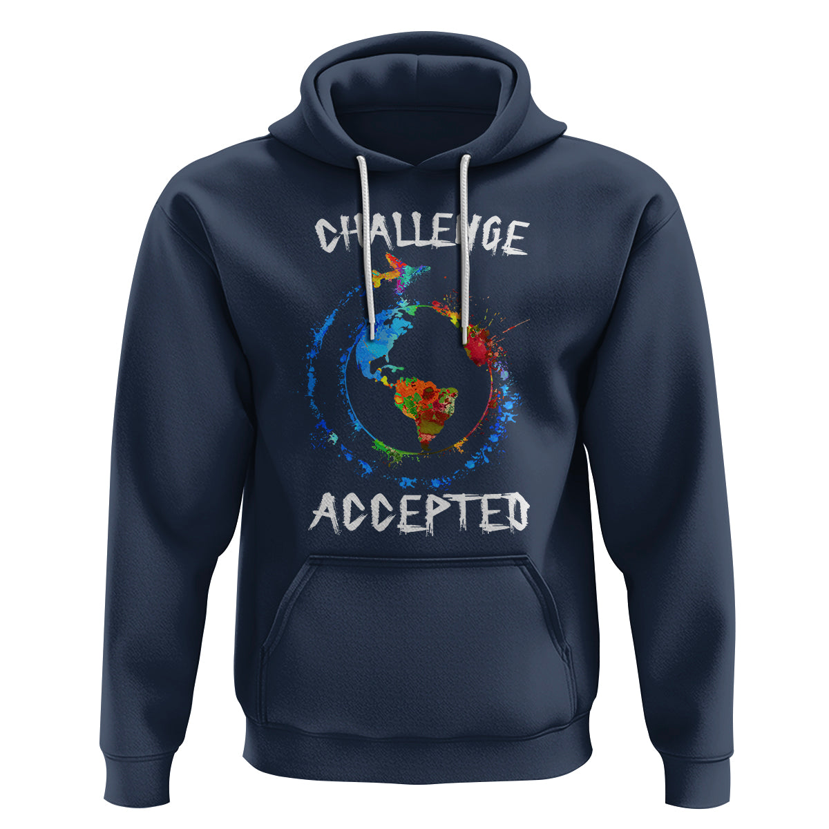 Travel Lover Hoodie Challenge Accepted World Map Traveling - Wonder Print Shop