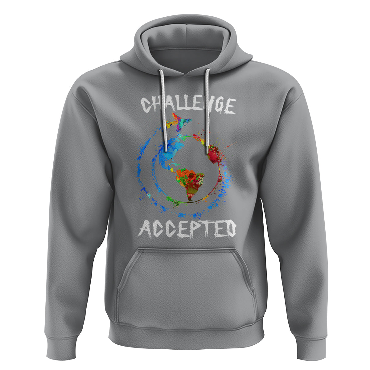 Travel Lover Hoodie Challenge Accepted World Map Traveling - Wonder Print Shop