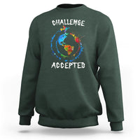 Travel Lover Sweatshirt Challenge Accepted World Map Traveling - Wonder Print Shop