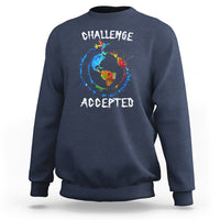 Travel Lover Sweatshirt Challenge Accepted World Map Traveling - Wonder Print Shop