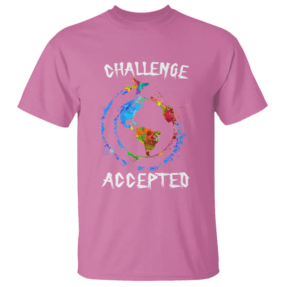 Travel Lover T Shirt Challenge Accepted World Map Traveling - Wonder Print Shop