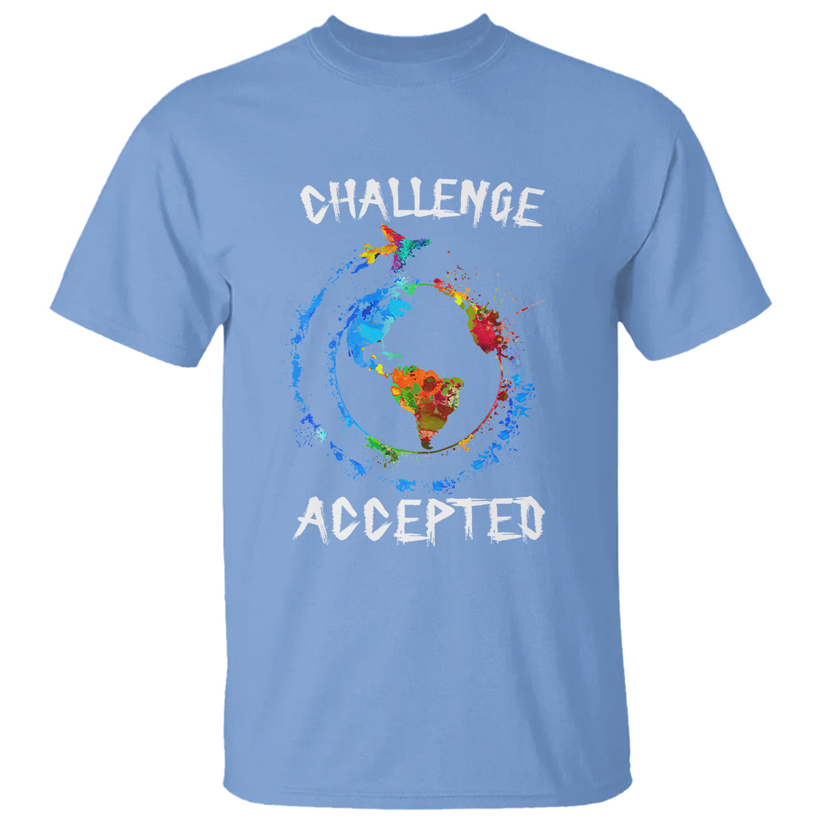 Travel Lover T Shirt Challenge Accepted World Map Traveling - Wonder Print Shop