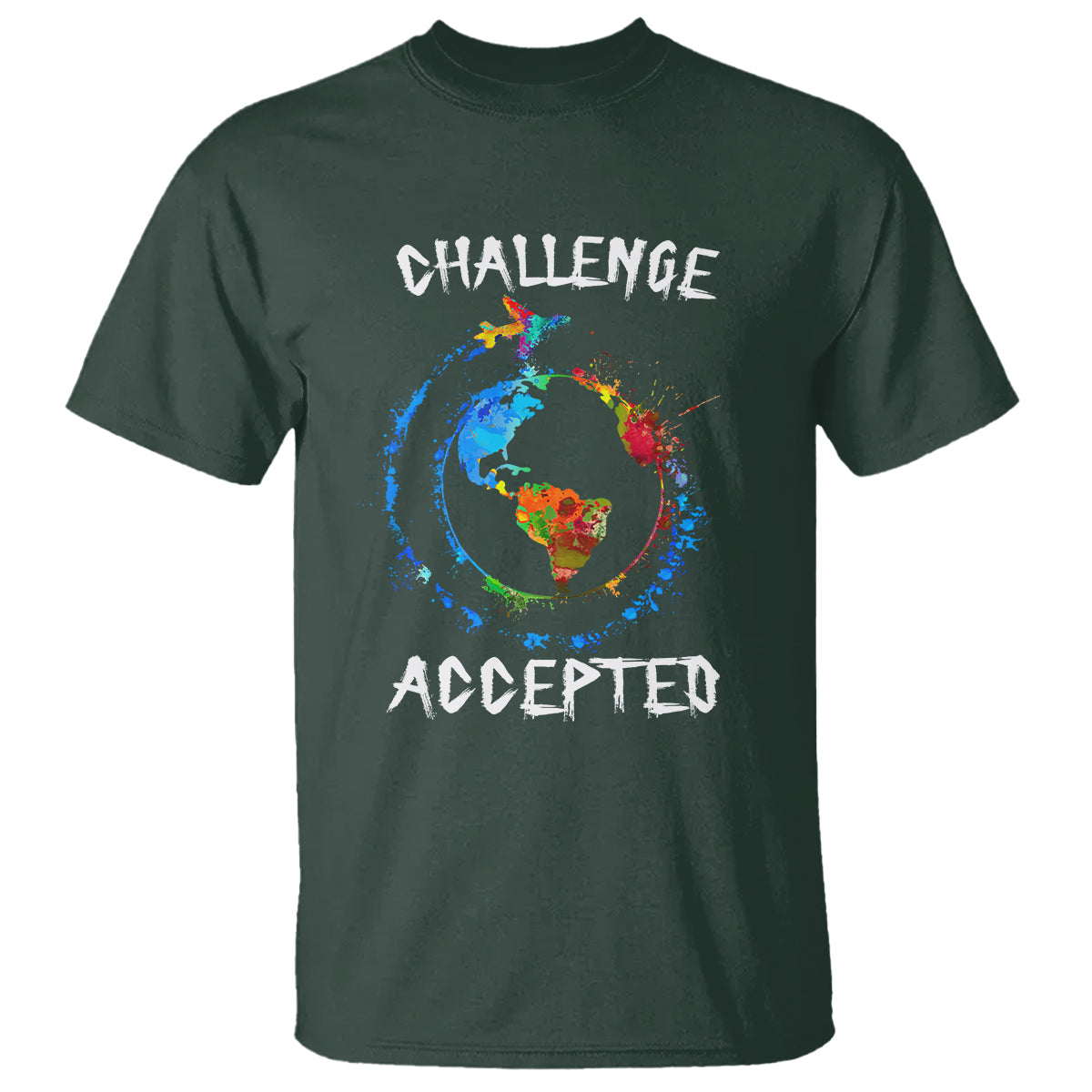 Travel Lover T Shirt Challenge Accepted World Map Traveling - Wonder Print Shop