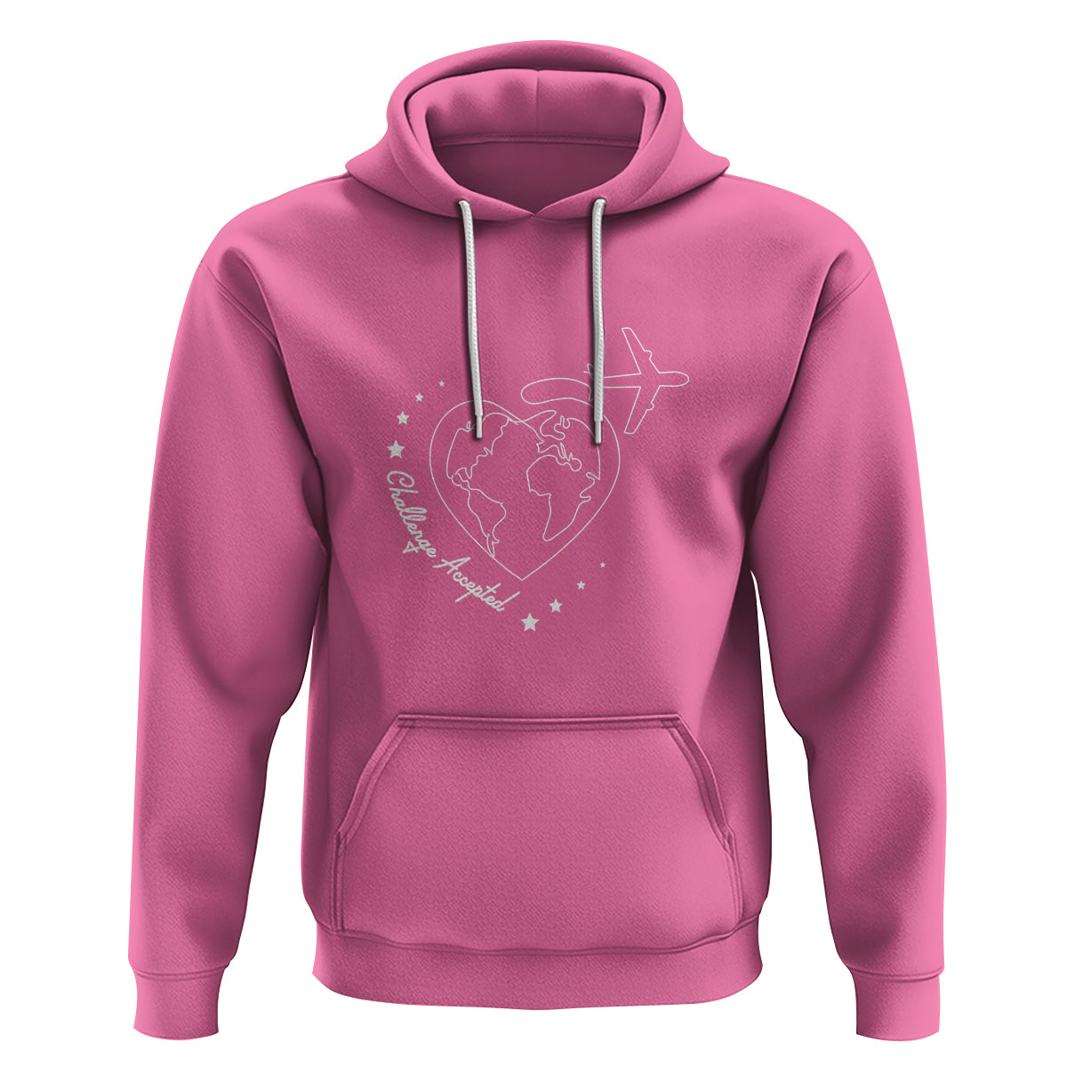 Travel Lover Hoodie Challenge Accepted World Map Traveling - Wonder Print Shop
