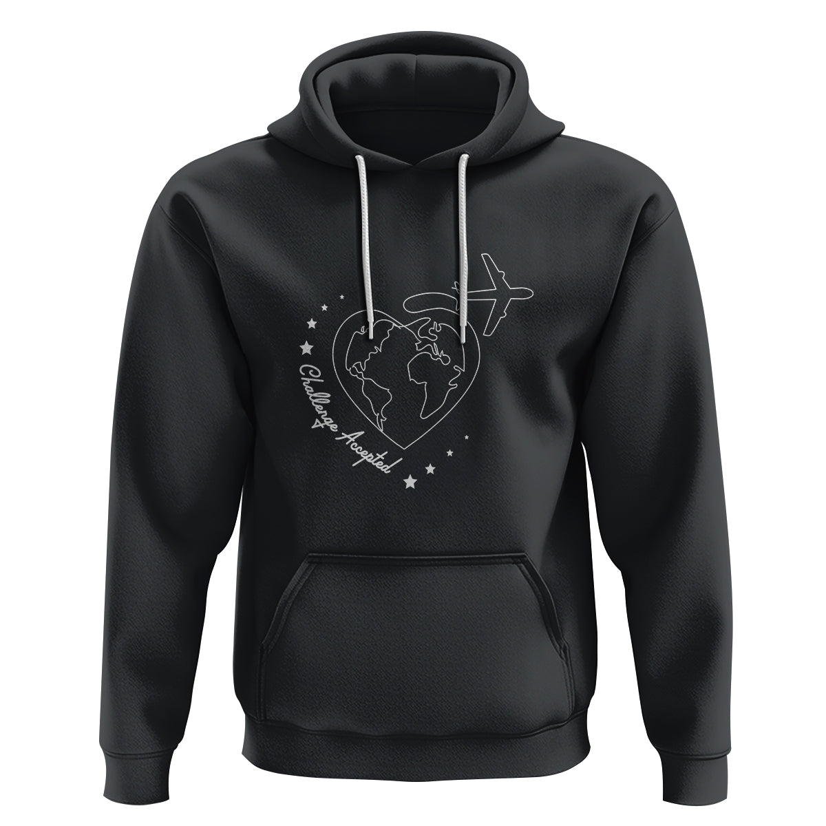 Travel Lover Hoodie Challenge Accepted World Map Traveling - Wonder Print Shop