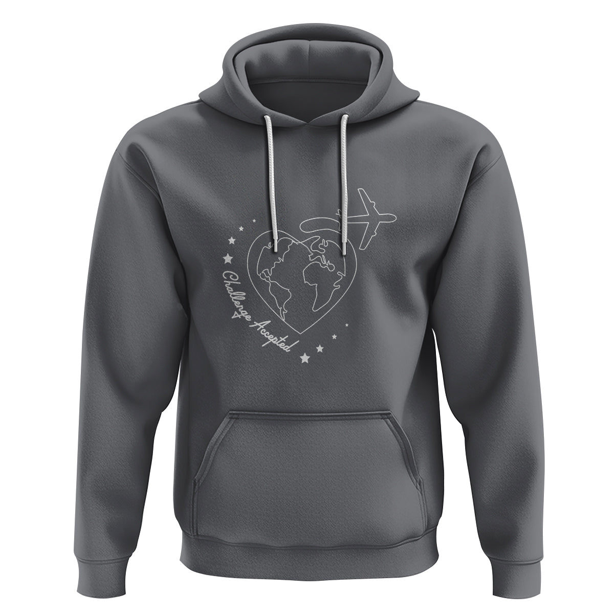 Travel Lover Hoodie Challenge Accepted World Map Traveling - Wonder Print Shop