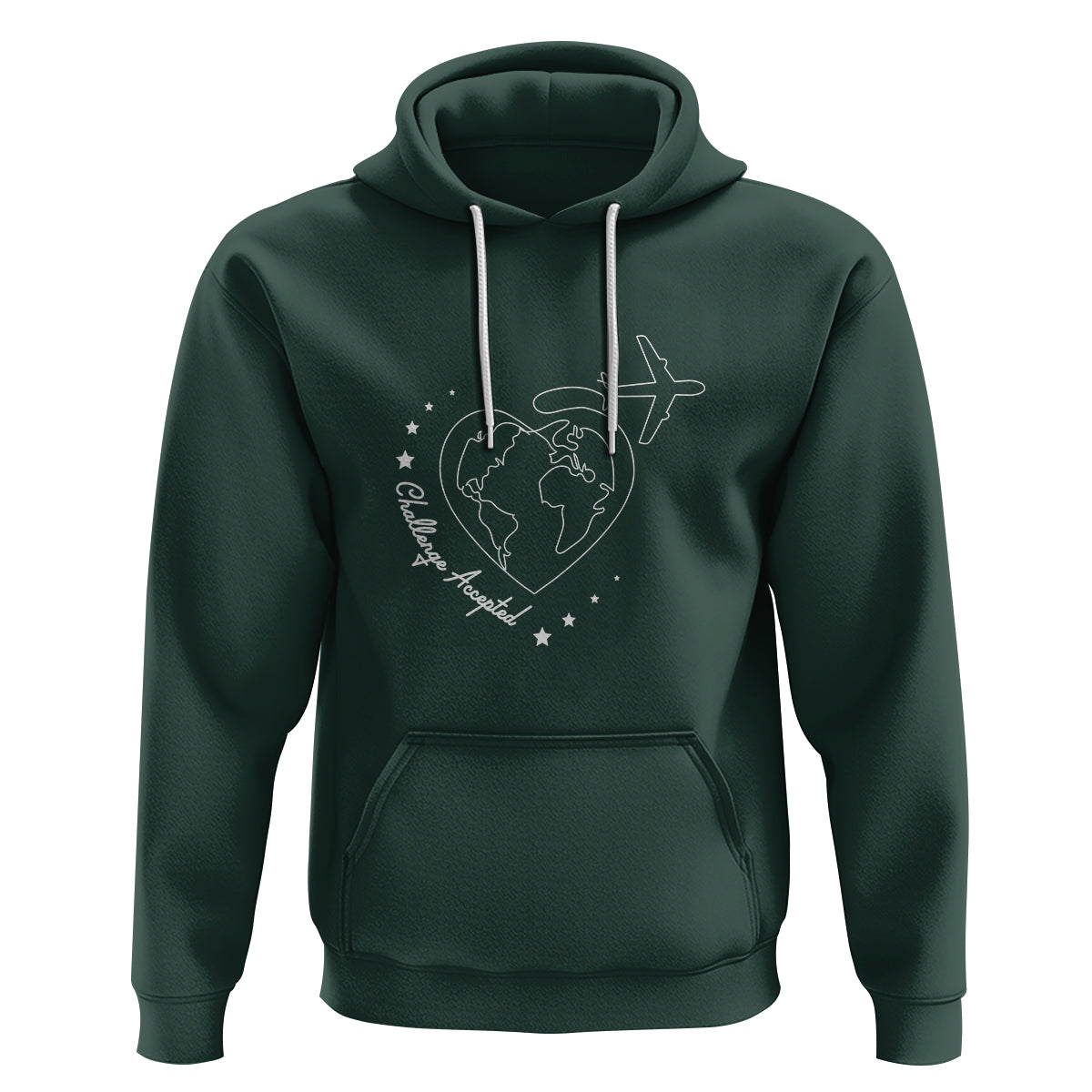 Travel Lover Hoodie Challenge Accepted World Map Traveling - Wonder Print Shop