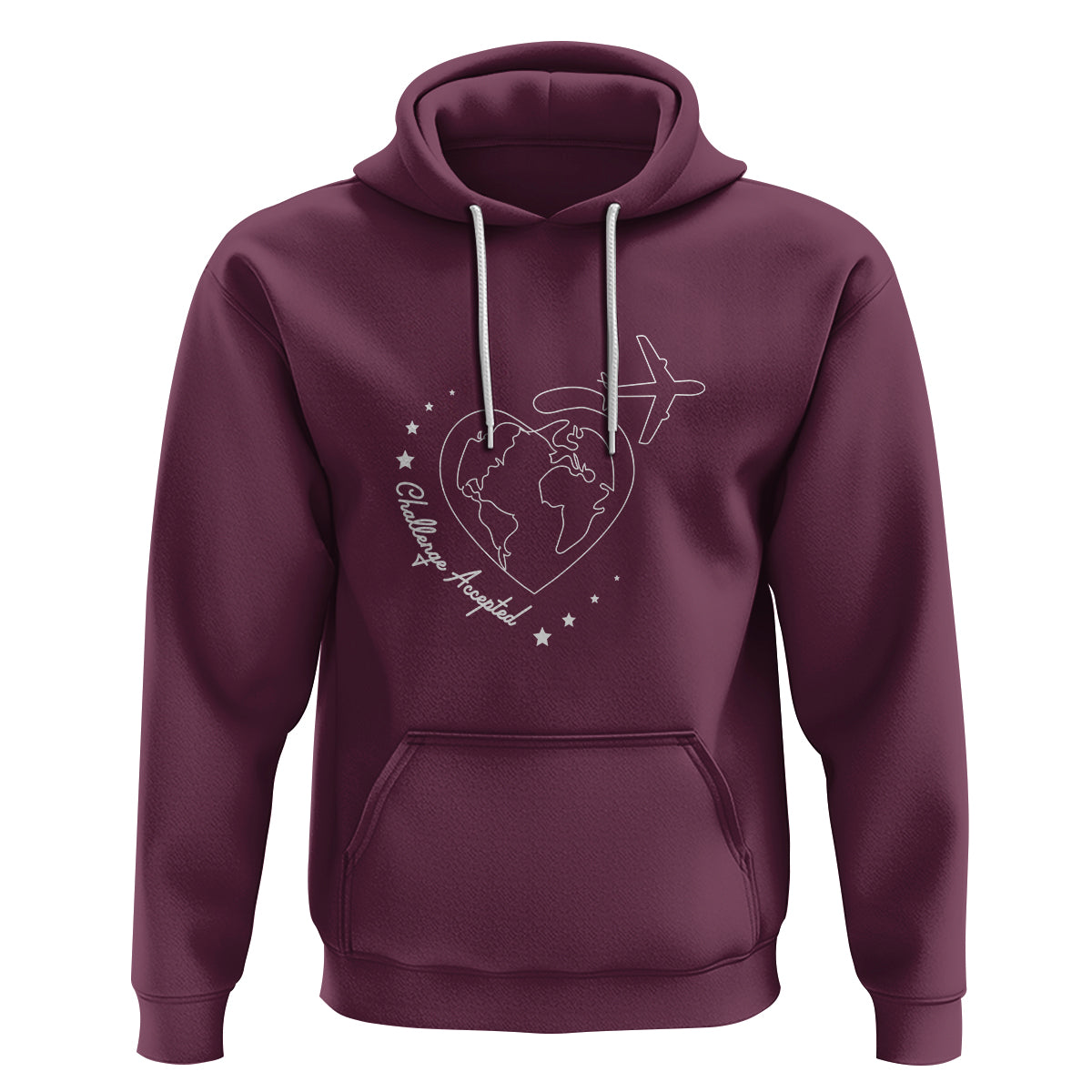 Travel Lover Hoodie Challenge Accepted World Map Traveling - Wonder Print Shop
