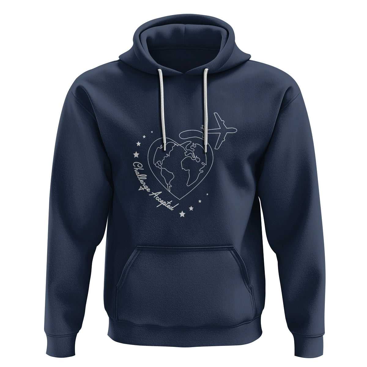 Travel Lover Hoodie Challenge Accepted World Map Traveling - Wonder Print Shop