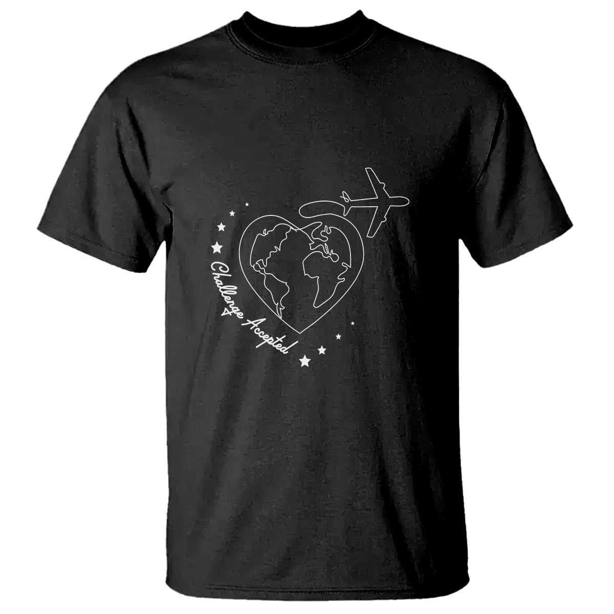Travel Lover T Shirt Challenge Accepted World Map Traveling - Wonder Print Shop