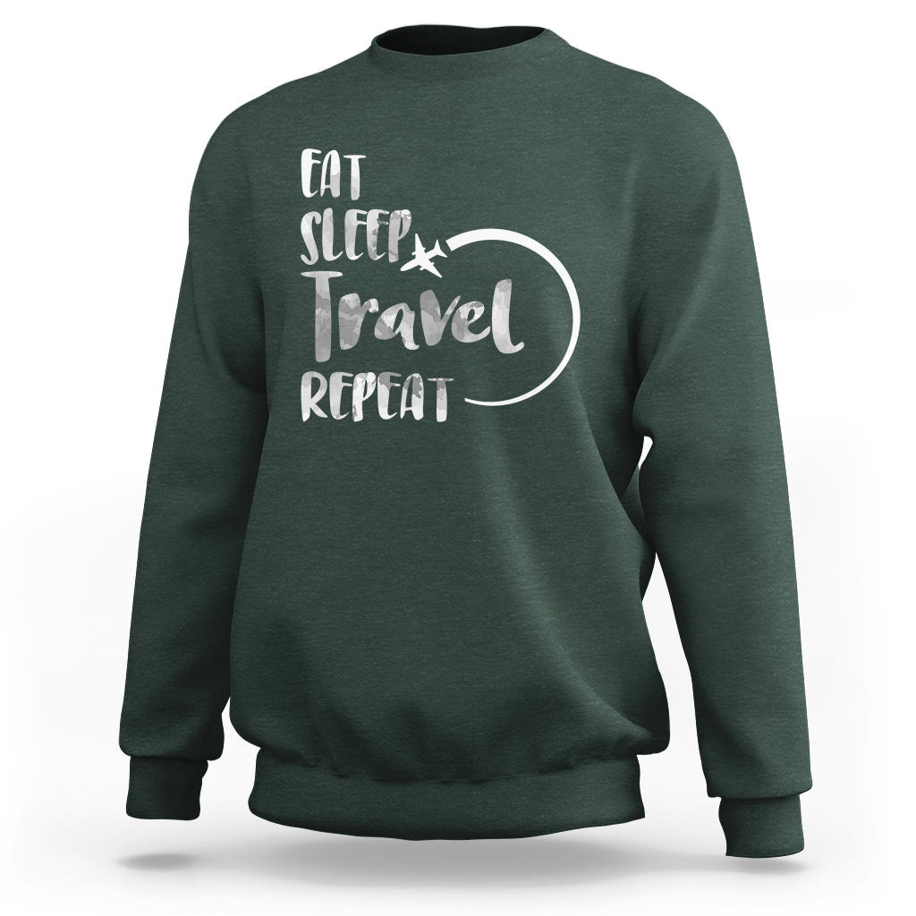 Funny Travelling Sweatshirt Eat Sleep Travel Repeat - Wonder Print Shop