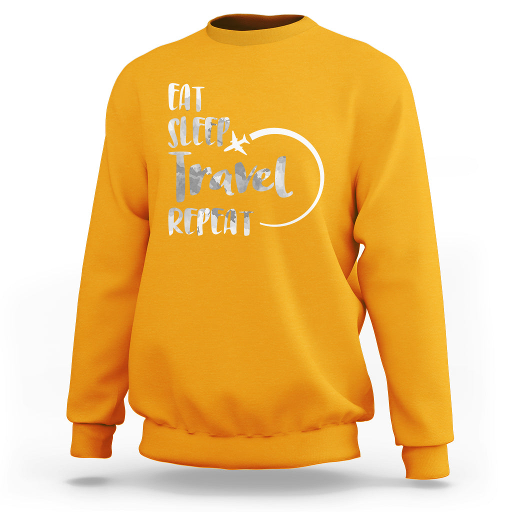 Funny Travelling Sweatshirt Eat Sleep Travel Repeat - Wonder Print Shop