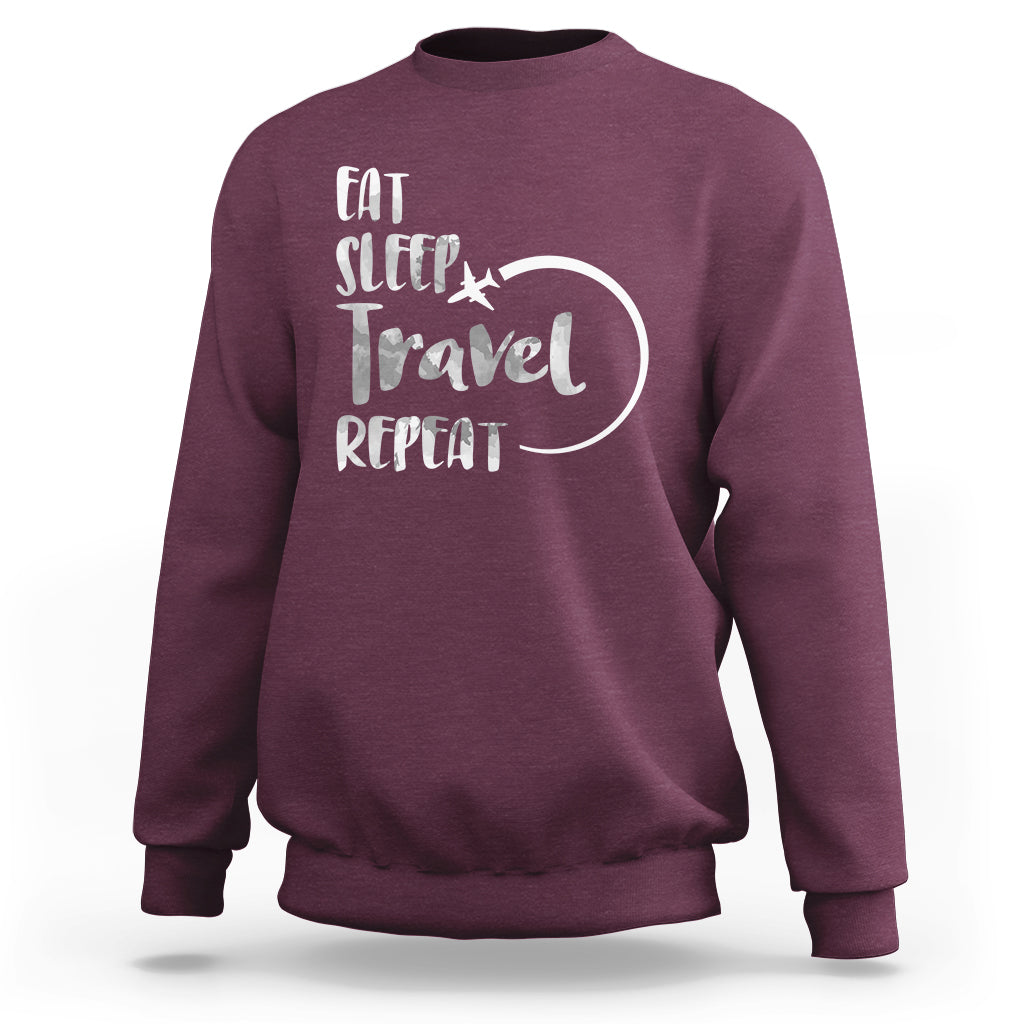 Funny Travelling Sweatshirt Eat Sleep Travel Repeat - Wonder Print Shop