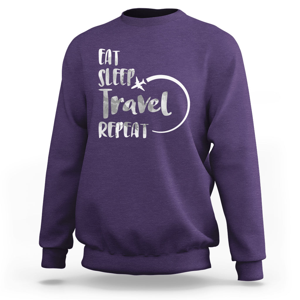 Funny Travelling Sweatshirt Eat Sleep Travel Repeat - Wonder Print Shop