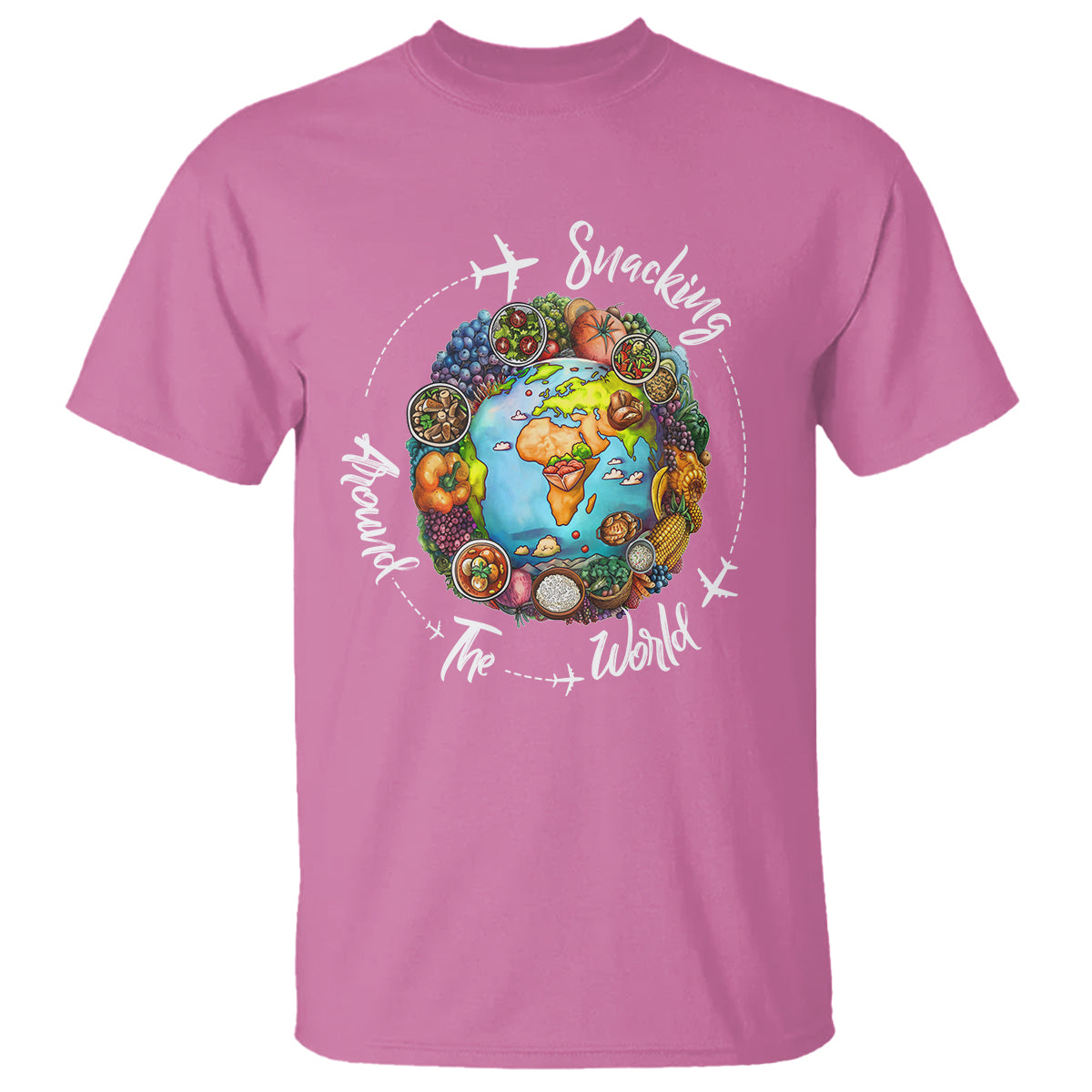 Travel For Food Lover T Shirt Snacking Around The World Traveling - Wonder Print Shop