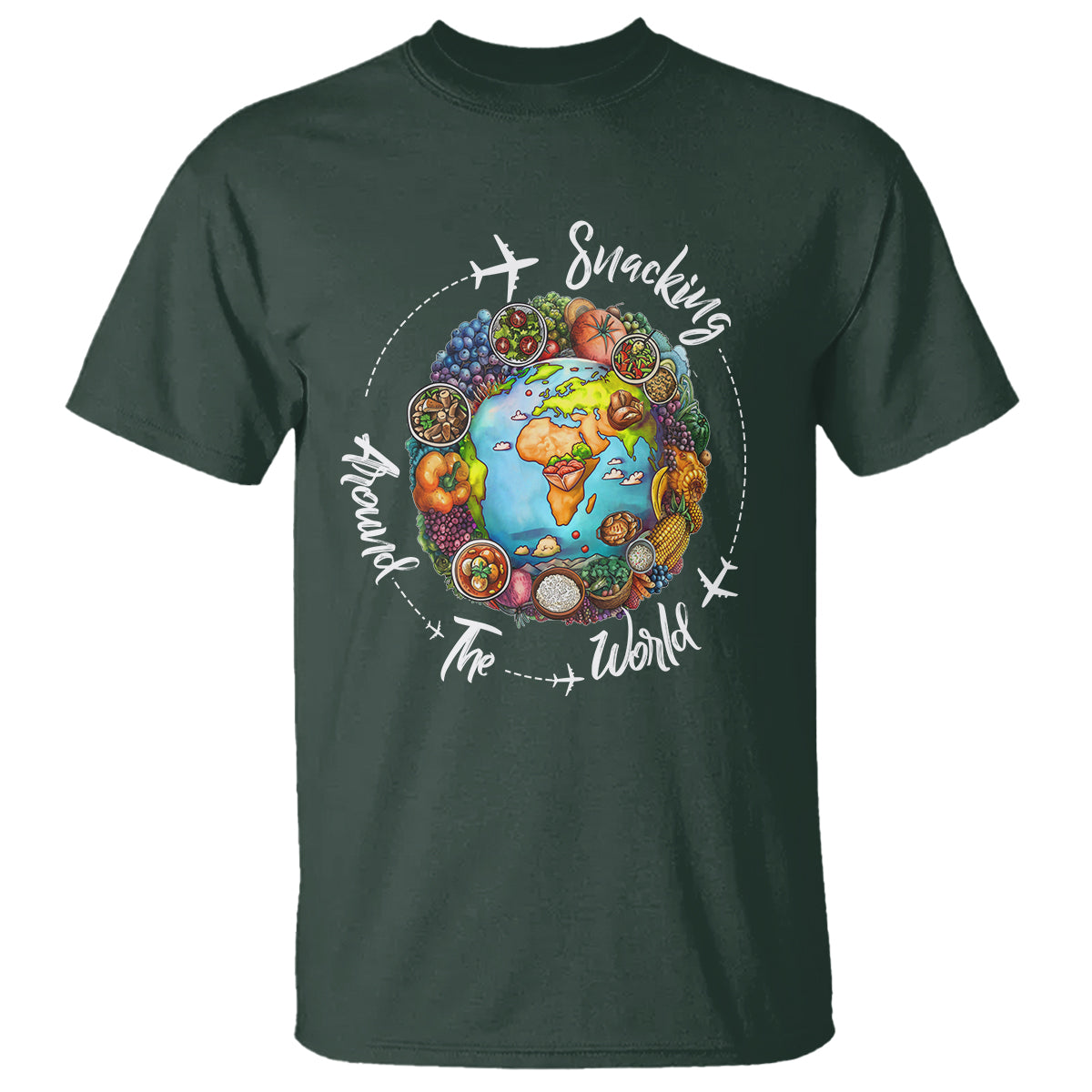 Travel For Food Lover T Shirt Snacking Around The World Traveling - Wonder Print Shop